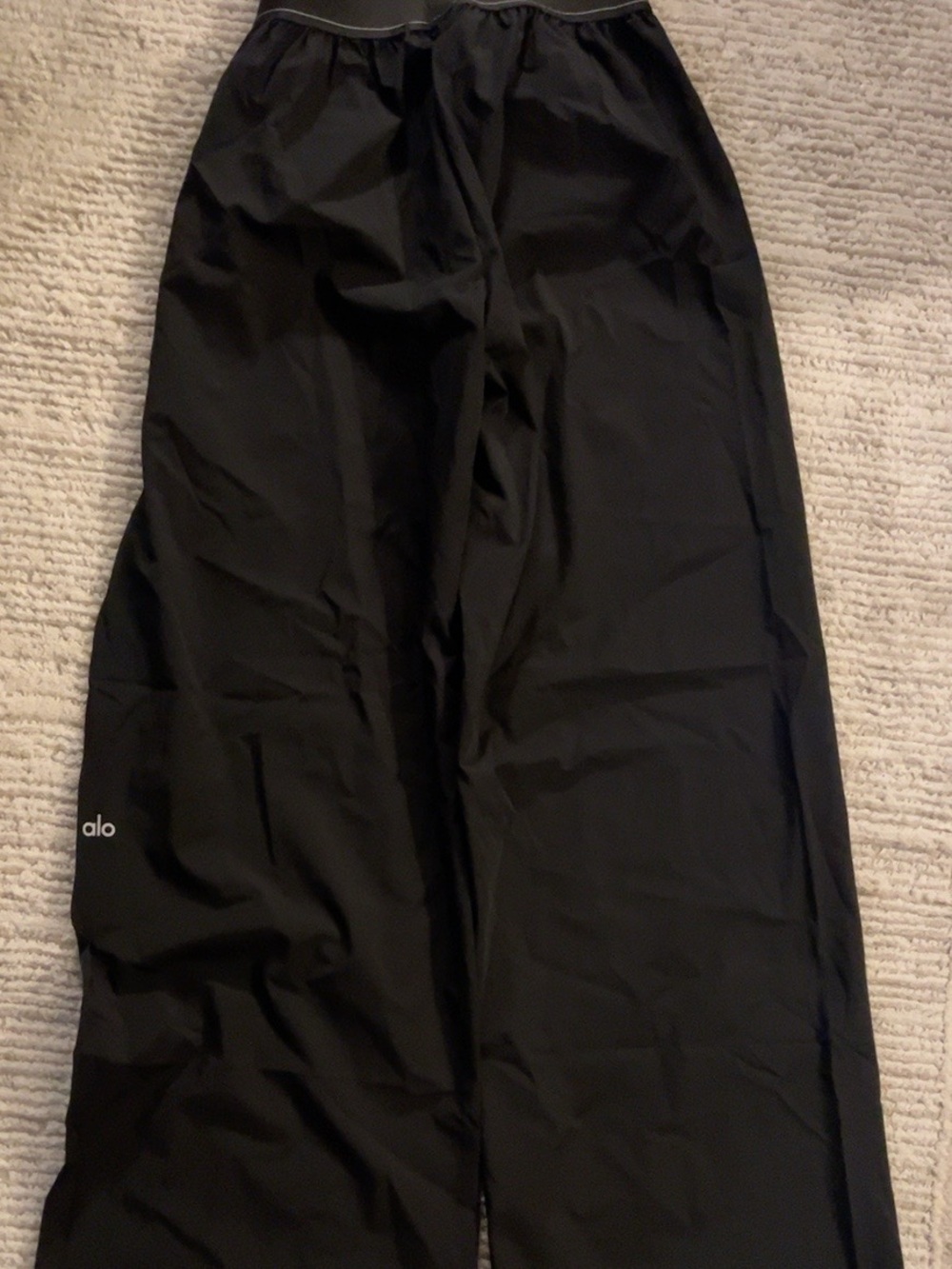 ALO Yoga Black Wide-Leg Track Pants with Logo Waistband NWT - Picture 6 of 6